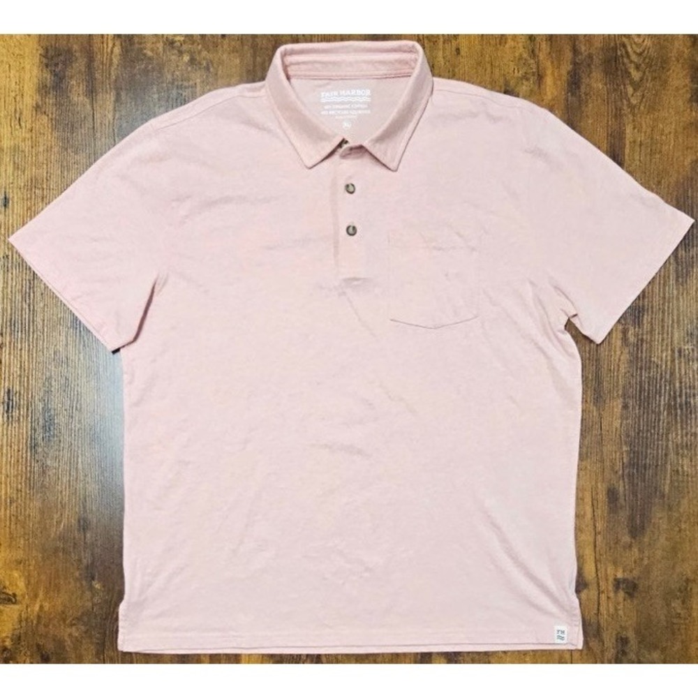 Fair Harbor Polo Shirt Mens Extra Large Coral Pink Golf Rugby‎ Tennis Stretch